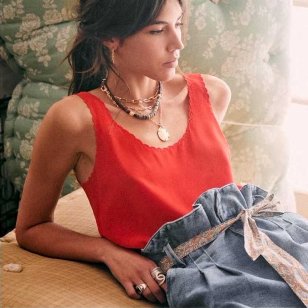 Sezane Red Sleeveless Top